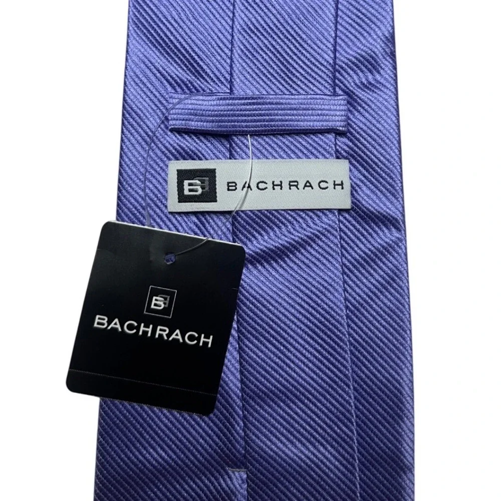 Bachrach Mens Purple Ribbed 100% Silk‎ Handmade Necktie NWT